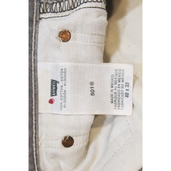 Levis 501 Men's Denim Jeans Size 40x32 Straight Leg Classic Fit Silver Gray - Picture 5 of 11